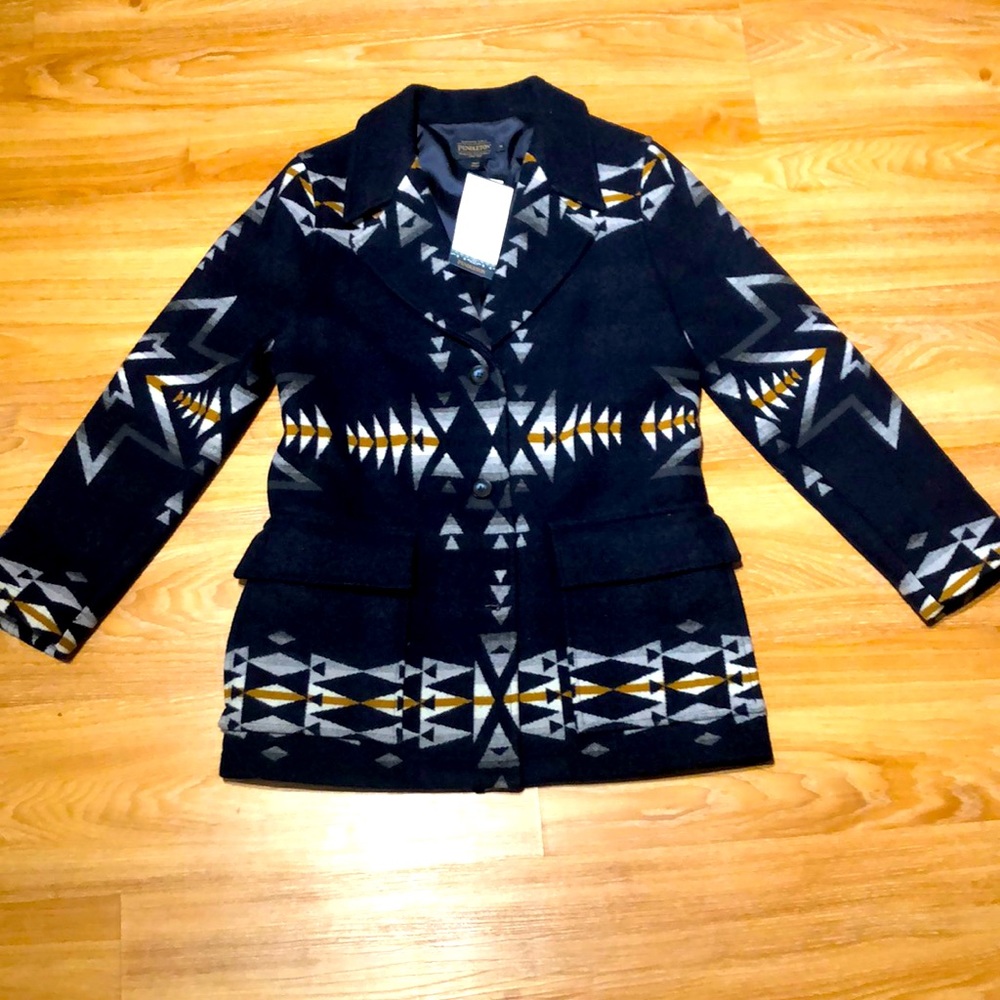 Pendleton Navy Plains Star Wahkeena Coat ABSOLUTELY STUNNING NWT